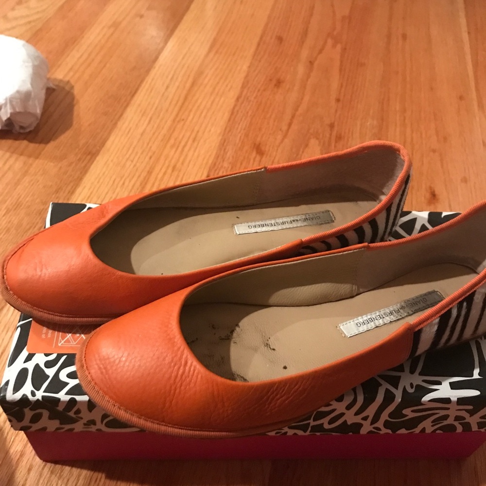DVF orange and zebra flats